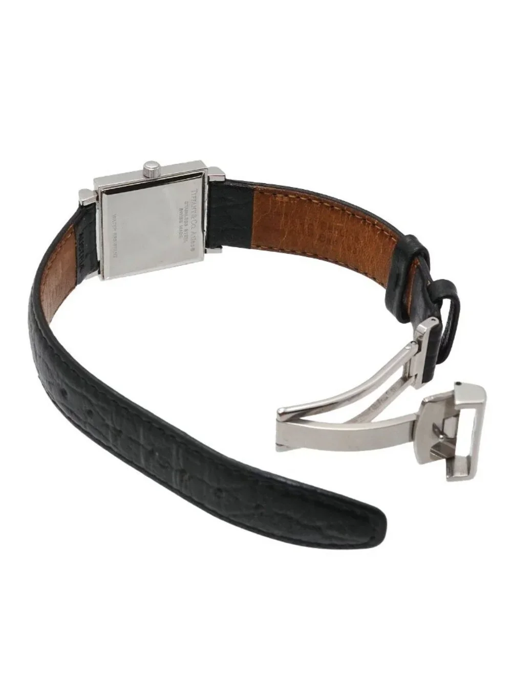Tiffany & Co Atlas Square Vintage Watch Black Quartz